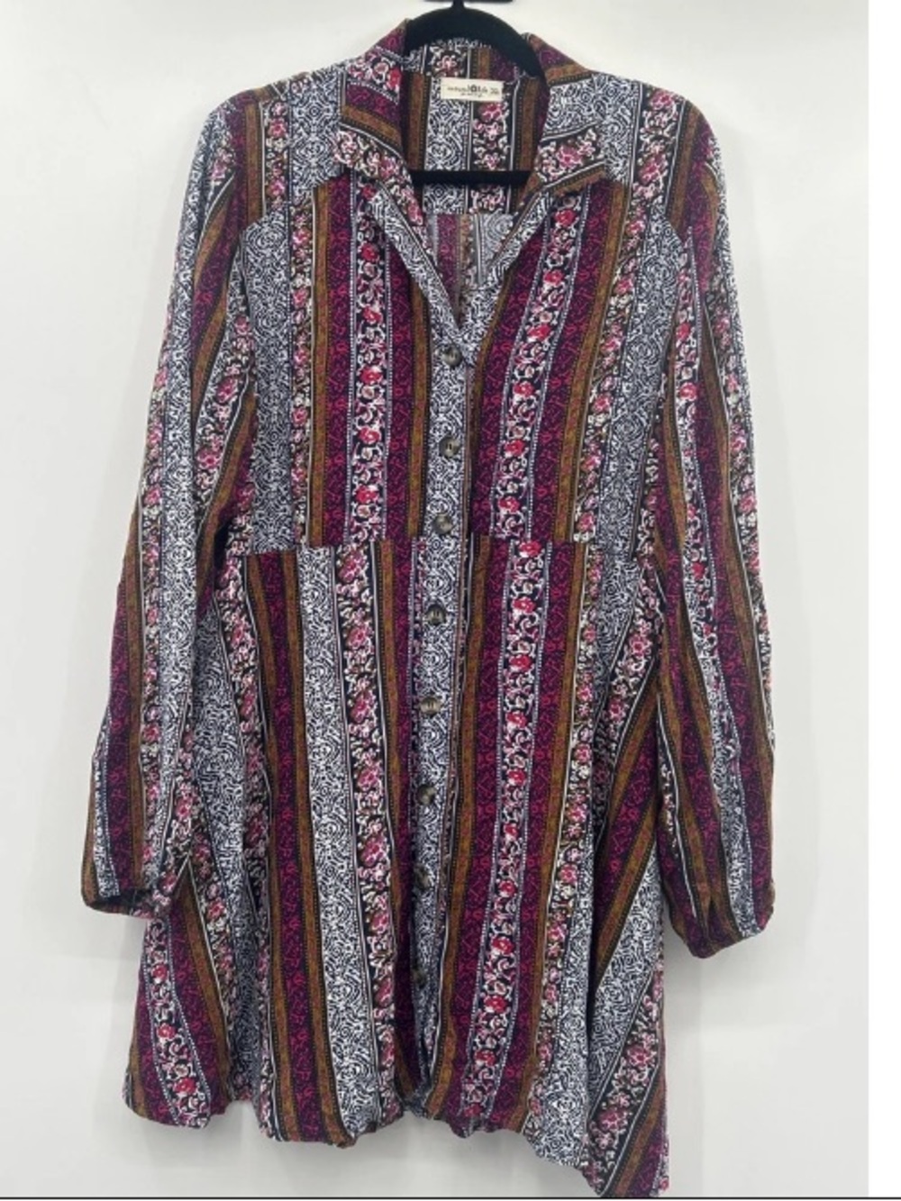 NATURAL LIFE Ansley Mini dress Multi Striped Boho Button-Down XL GUC